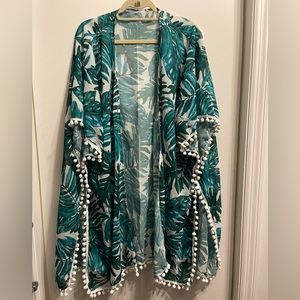 Palm Leaf Tropical Beach Cover Up/Kimono Cardigan